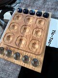 Wood Tic Tac Toe Game with Marbles, Handmade