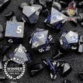 Black Floral Metal Dice | Cherry Blossom Japanese Style DND Dice Set | RPG Gift | D20 D12 D10 D8 D6 D4 | Dungeons and Dragons Metallic Dice