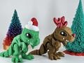 Christmas Tiny T-Rex Articulated Dinosaur, 3d printed Dinodeer and Santasaurus, Santa Hat and Rudolph versions, Holiday gift, Collectable