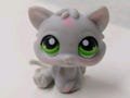 Littlest Pet Shop Authentic LPS Gray Baby Kitten Cat Green Eyes 2005