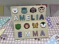 Brand new baby gift wooden name puzzle, wooden name puzzle with animal shapes and letters, educational toys, children's customized gifts