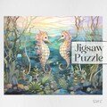 Stained Glass Seahorses Jigsaw Puzzle, up to 500 pieces, modern stained glass gift for couple, ocean gift, nature lover gift, seahorse gift