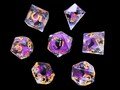 Purple & Black Cat Liquid Core Dice Set | Handmade Sharp Edge Resin Dice for DnD, TTRPG, RPG, Dungeons and Dragons, Xmas Gift