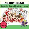 Merry Bingo Game | 50 Printable Pages of Christmas Fun | 5x5 Bingo Cards for Kids, Family Parties, School Activities, and Holidays