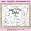 Customizable Squish Plushies Birthday Coloring Sheet | Squishy Party Activity, Kids Cute Placemat, Printable Gift Daughter, Fun Girls Game